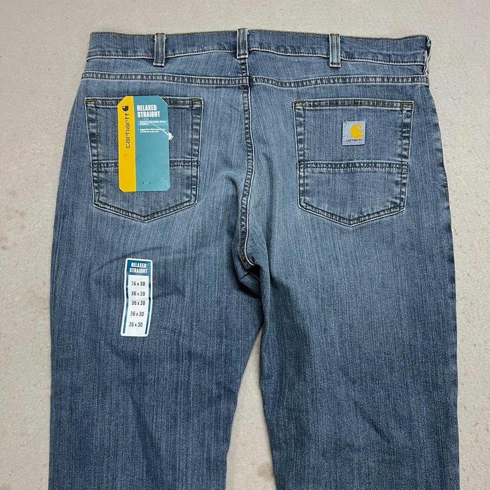 NEW Carhartt Relaxed Straight Fit Jeans Mens 36x30 Blue Denim Workwear Work